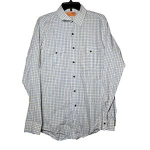 Lorenzo Uomo Men Euro Fit Plaid Button Front Long Sleeve Shirt 16.5 34/35 Office